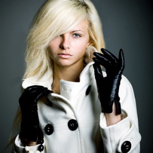 woman wearing gloves